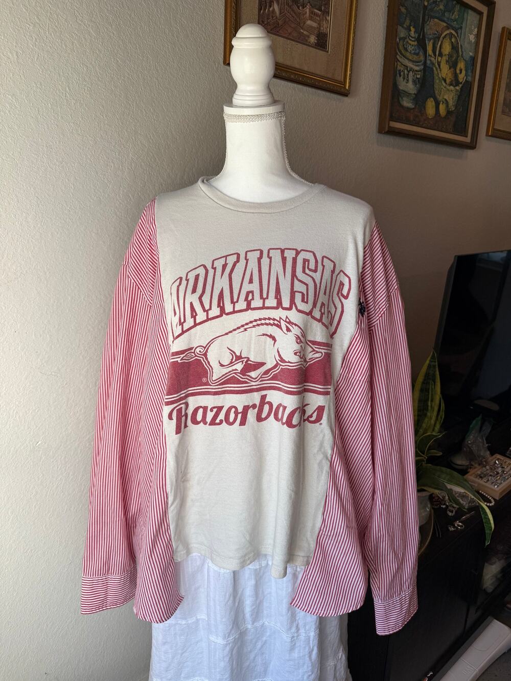 Arkansas Striped Button Up Upcycle